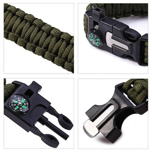 Emergency Paracord Bracelets, Survival Bracelet With Embedded Compass Whistle Survival Fire Starter Scraper Accessories, Suit For Hiking, Camping, Fishing And Hunting - YB Gift Store
