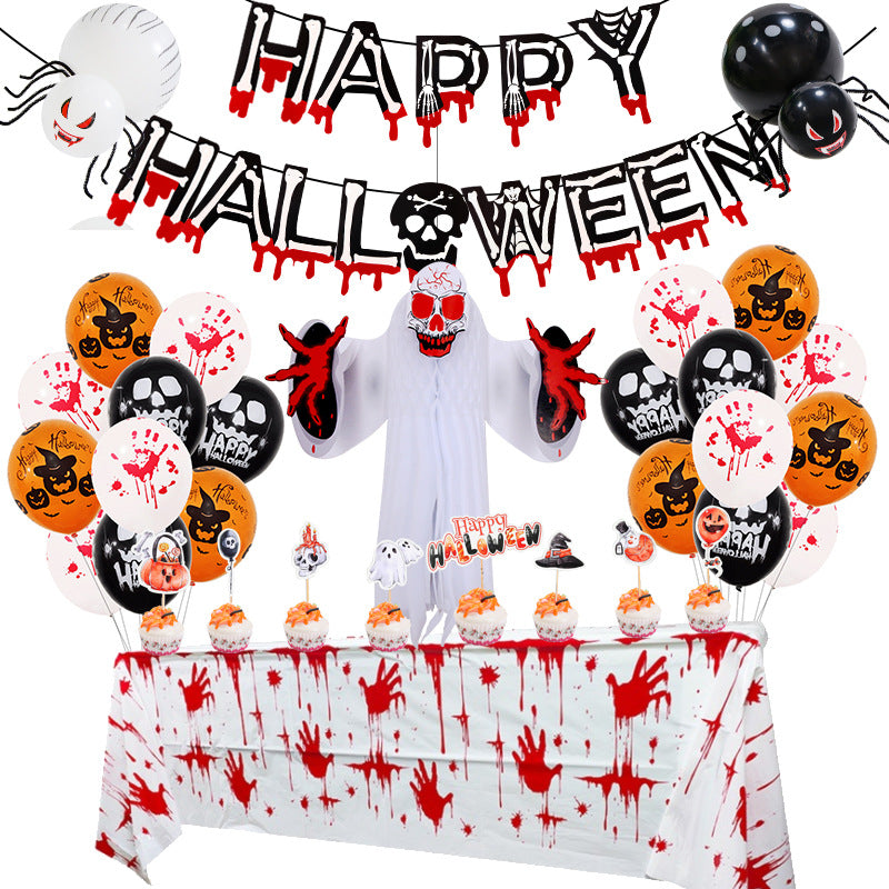 Halloween Balloon Set Blood Color Banner Ghost Package Ghost Festival Party Decoration