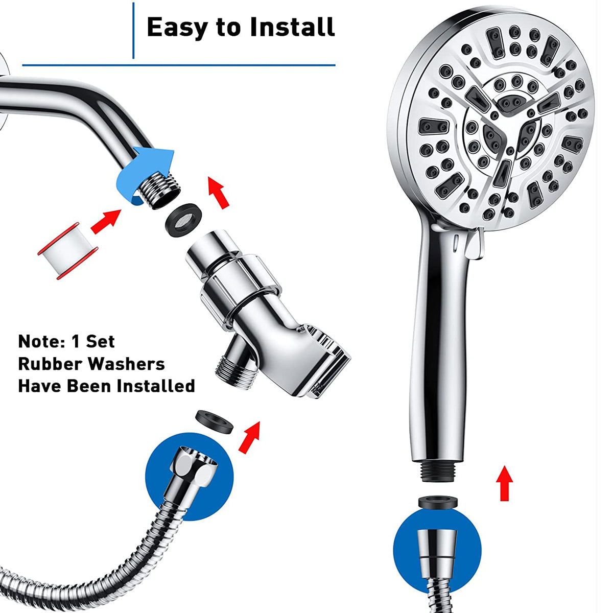 Handheld Shower With Spray Gun Water Booster 8 Plus 2 Function Spray Gun Water Shower Shower Set - YB Gift Store