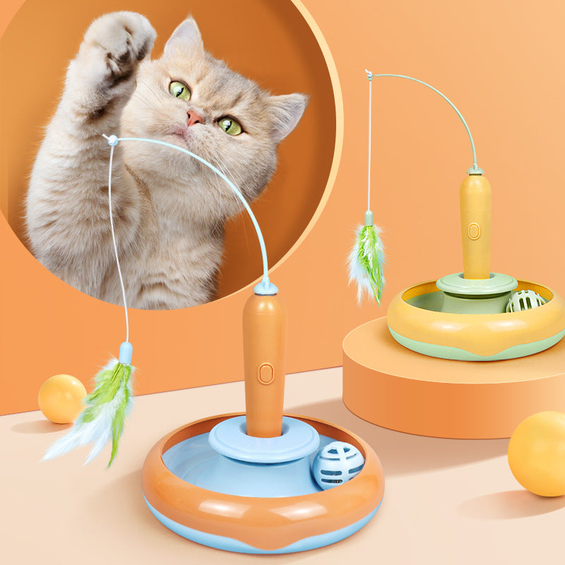 2 In 1 Pet Toy With Feather For Self-Play