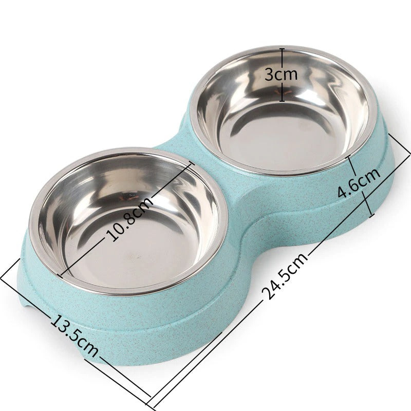 Pet Stainless Steel Double Feeding Bowls. Dog Food. Water Feeder. Pet Drinking Dish.