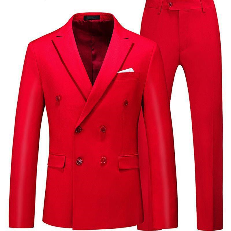 Men 2 Pieces Slim Fit Casual Tuxedo Suit Male Suits Set - YB Gift Store