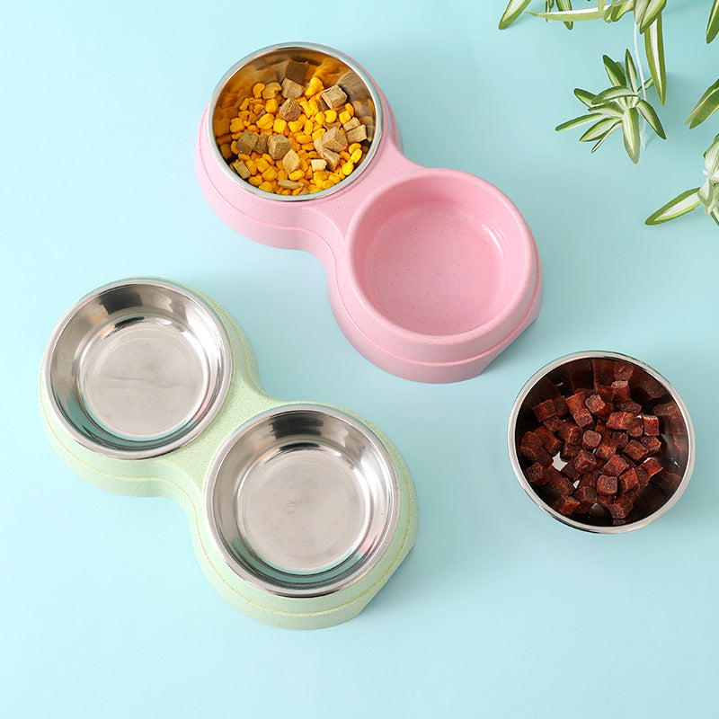 Pet Stainless Steel Double Feeding Bowls. Dog Food. Water Feeder. Pet Drinking Dish.