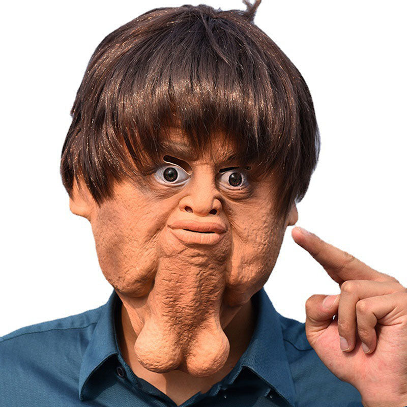 New Halloween Strange People's Chin Double Chin Funny Horror Mask Props Latex Bar Dance Party