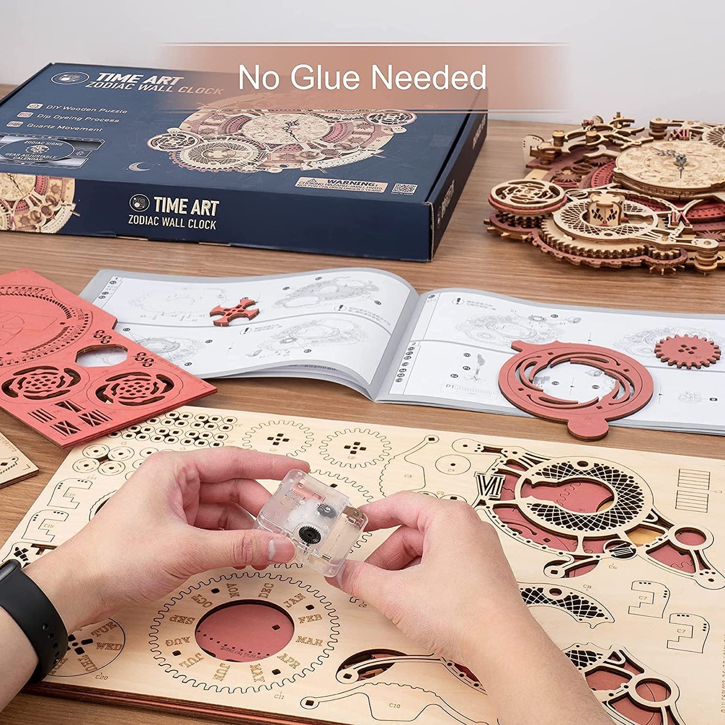 Robotime ROKR Time Art Zodiac Wall Clock 3D Wooden Puzzle Games