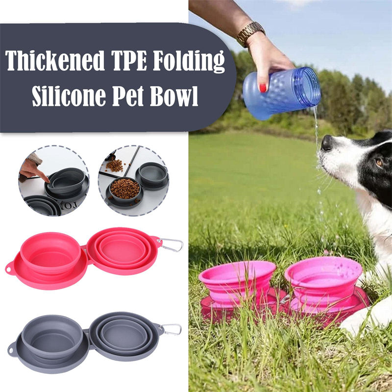 Pet Feeding Foldable Rubber Double Bowl. Pets Supplies, Dogs, Cats, Bowls.