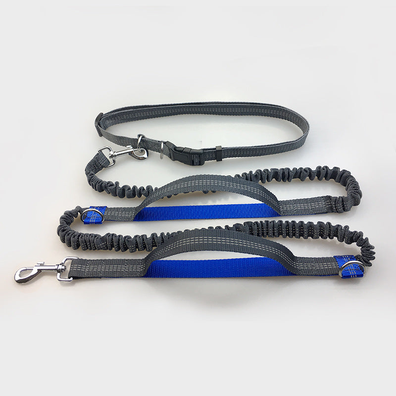 Multi-Function Running Reflective Pull Dog Leash. Double Elastic dog Leash traction