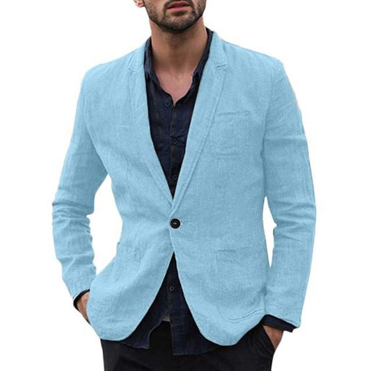 autumn Solid for Men Cotton Thin Suits Blazers Jacket coa - YB Gift Store