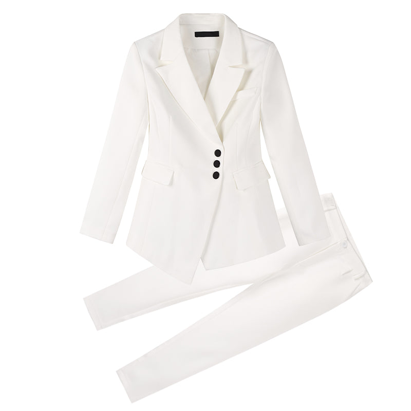 Women white Slim Pant Suits - YB Gift Store