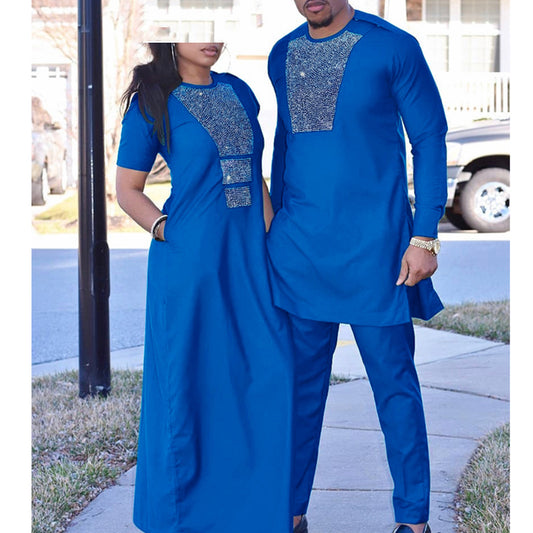 H&D African Couple Clothes Suits Long Dresses For Women Afri - YB Gift Store