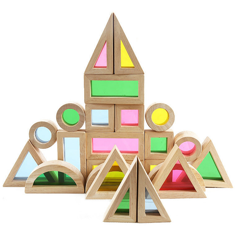 Wooden Rainbow Stacking Blocks Creative Colorful Learning And Educational Construction Building Toys - YB Gift Store