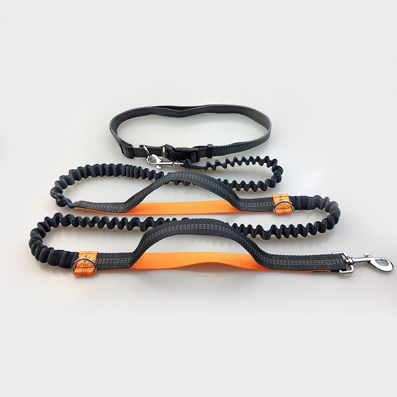 Multi-Function Running Reflective Pull Dog Leash. Double Elastic dog Leash traction