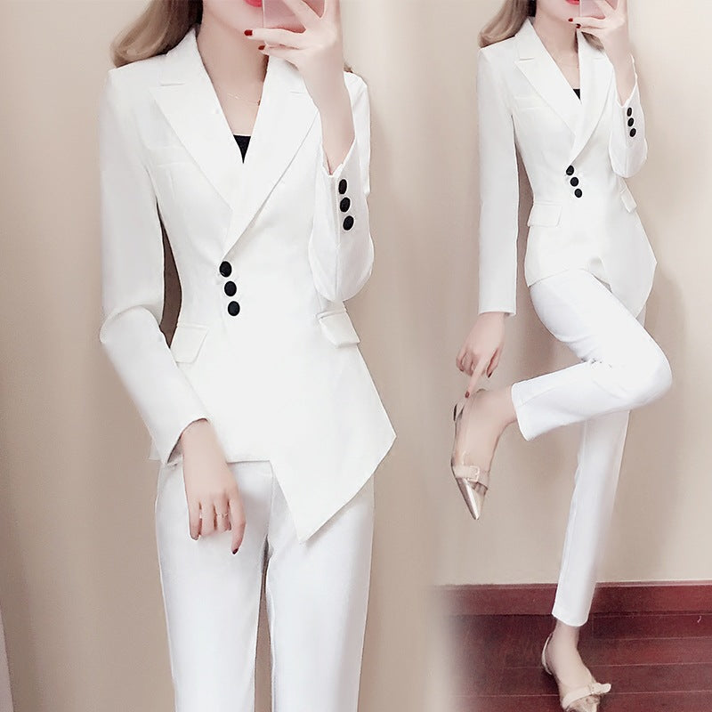 Women white Slim Pant Suits - YB Gift Store