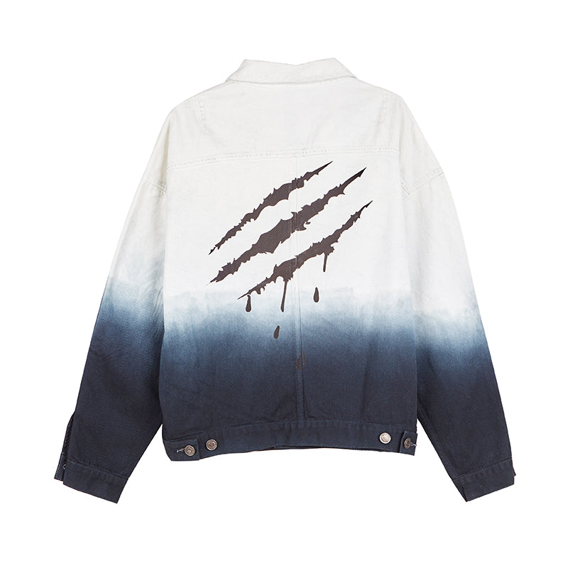 Scratch Hang Dyed Gradient Denim Jacket - YB Gift Store