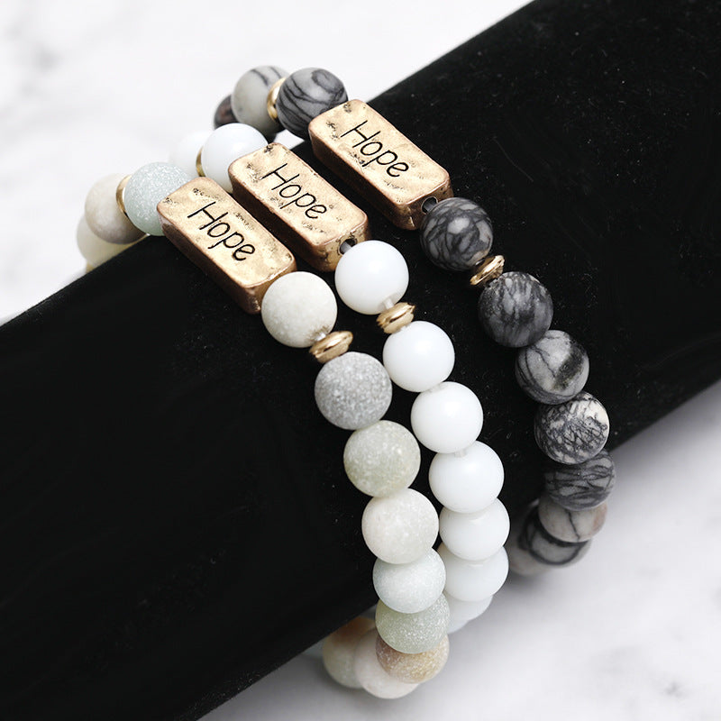 Natural Stone Engraved Hope Bracelet - YB Gift Store