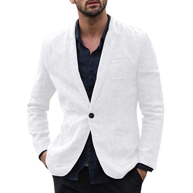 autumn Solid for Men Cotton Thin Suits Blazers Jacket coa - YB Gift Store