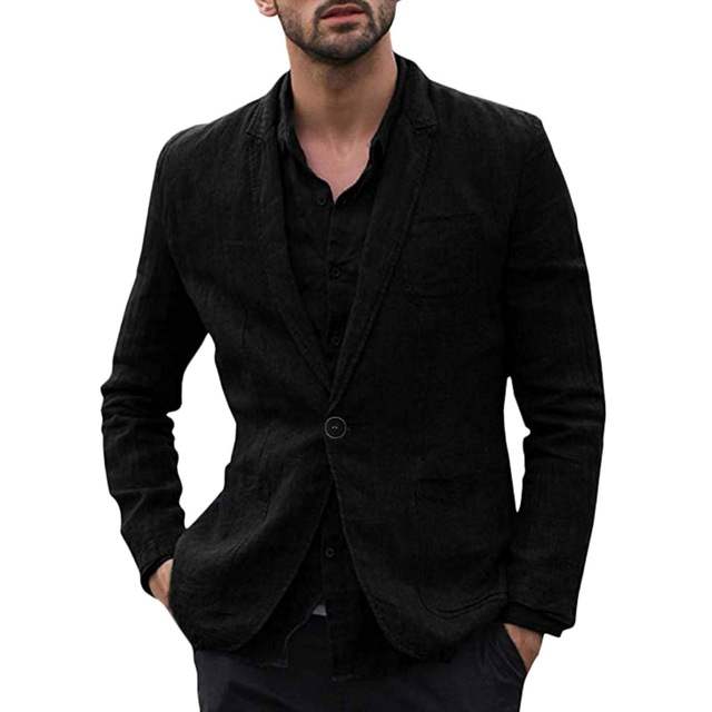 autumn Solid for Men Cotton Thin Suits Blazers Jacket coa - YB Gift Store