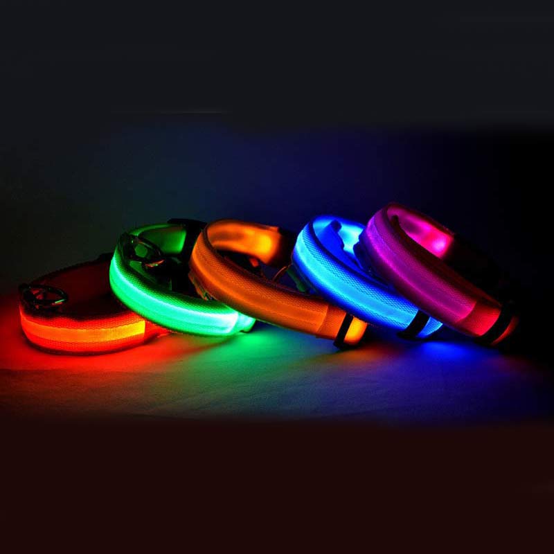 Dog Luminous Collar. Night Safety Flashing, Glow in Dark Dog/Cat Leash.