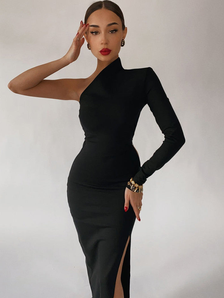 High Slit Slim Fit Party Party Temperament Sheath Dress - YB Gift Store