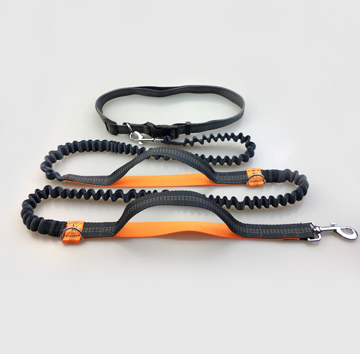 Multi-Function Running Reflective Pull Dog Leash. Double Elastic dog Leash traction