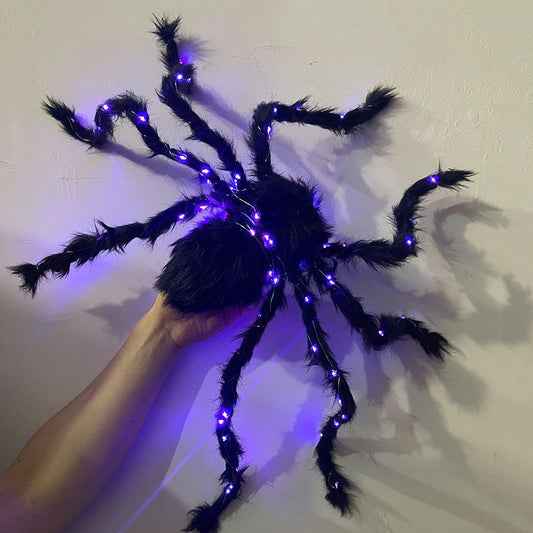 New Halloween Glowing Plush Spider Decoration Prop - YB Gift Store
