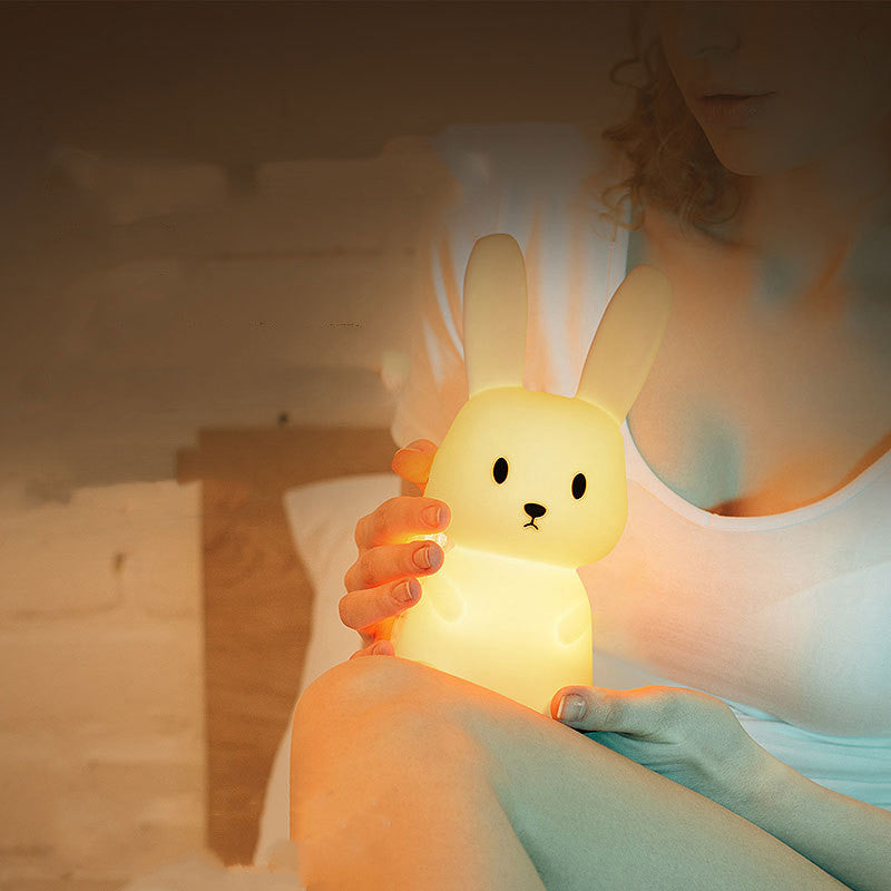 Blossoming Rabbit Silicone Lamp Led Colorful Atmosphere Night Light Bedside Lamp Birthday Gift - YB Gift Store