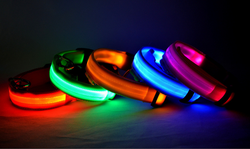 Dog Luminous Collar. Night Safety Flashing, Glow in Dark Dog/Cat Leash.