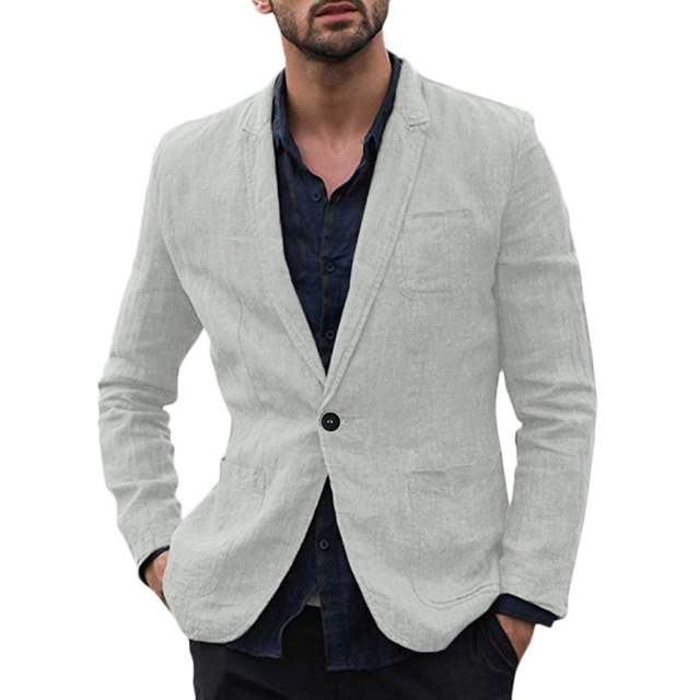 autumn Solid for Men Cotton Thin Suits Blazers Jacket coa - YB Gift Store