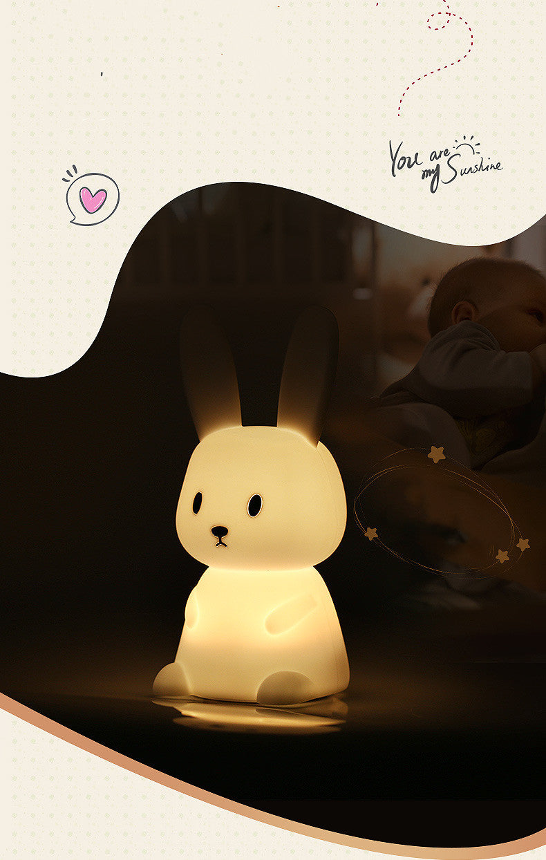 Blossoming Rabbit Silicone Lamp Led Colorful Atmosphere Night Light Bedside Lamp Birthday Gift - YB Gift Store