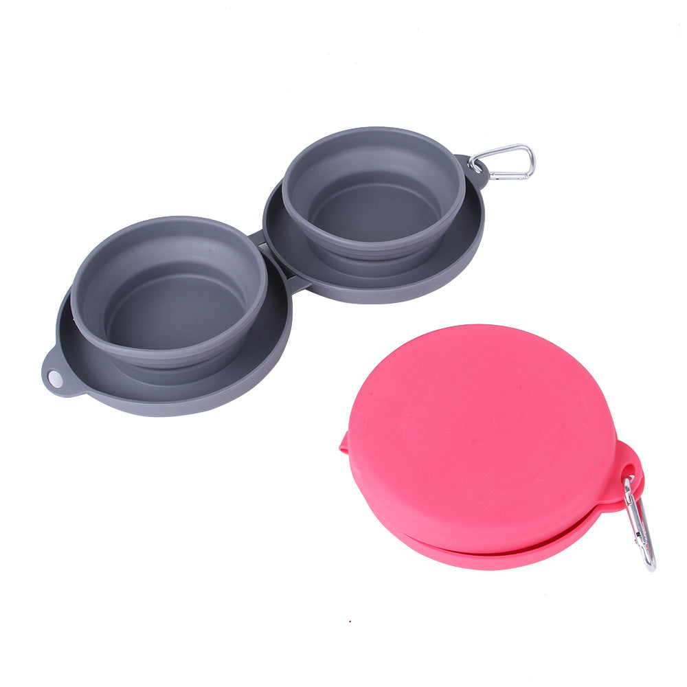 Pet Feeding Foldable Rubber Double Bowl. Pets Supplies, Dogs, Cats, Bowls.