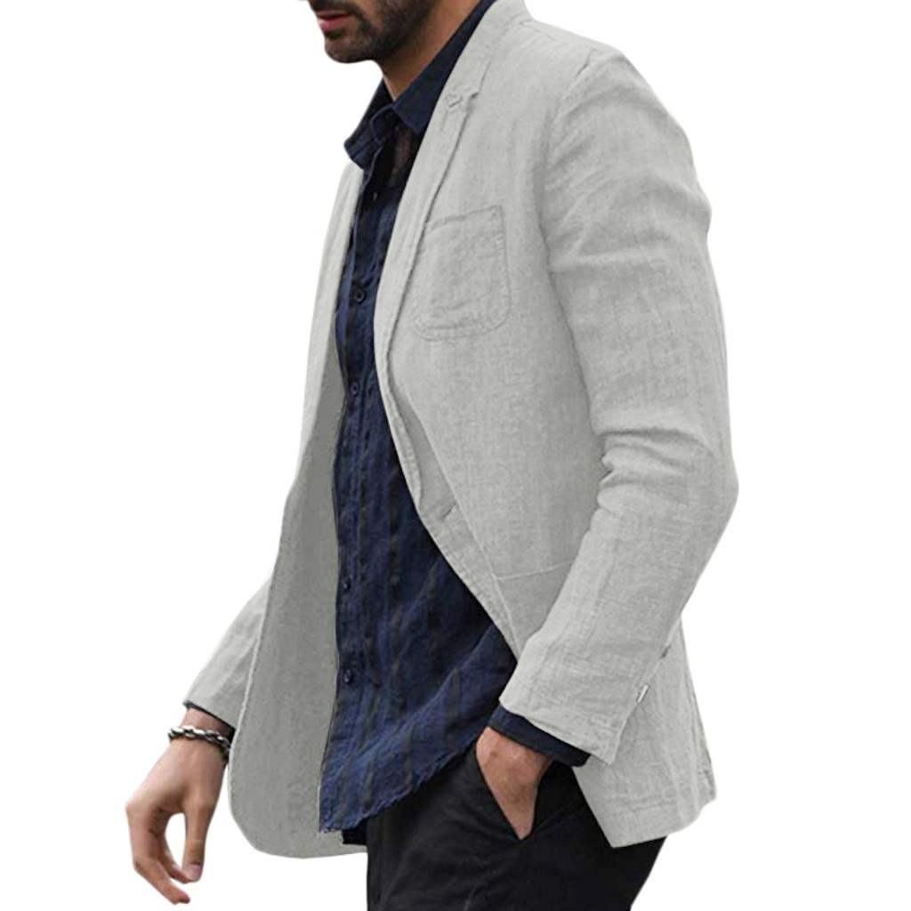 autumn Solid for Men Cotton Thin Suits Blazers Jacket coa - YB Gift Store