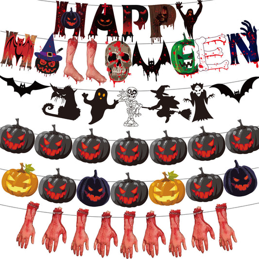 Halloween Banner Hanging Flag Horror Holiday Party Scene Decoration