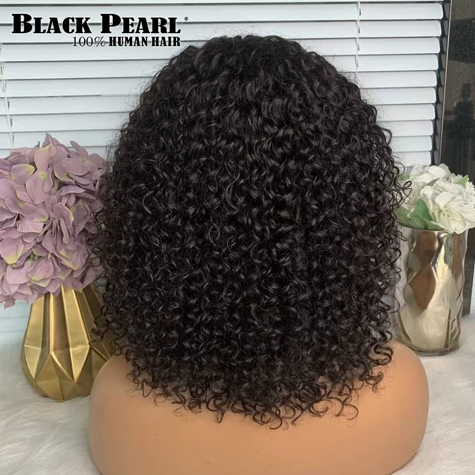 Black Pearl Jerry Curly Wig With Bangs Human Hair Glueless Wigs