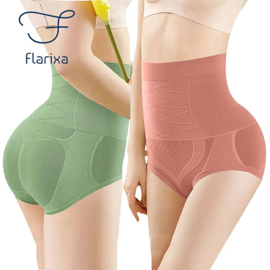 Flarixa High Waist Seamless Women's Flat Belly Panties Hip Lift Briefs Breathable Underwear Postpartum Shaper Slim Shaperwear