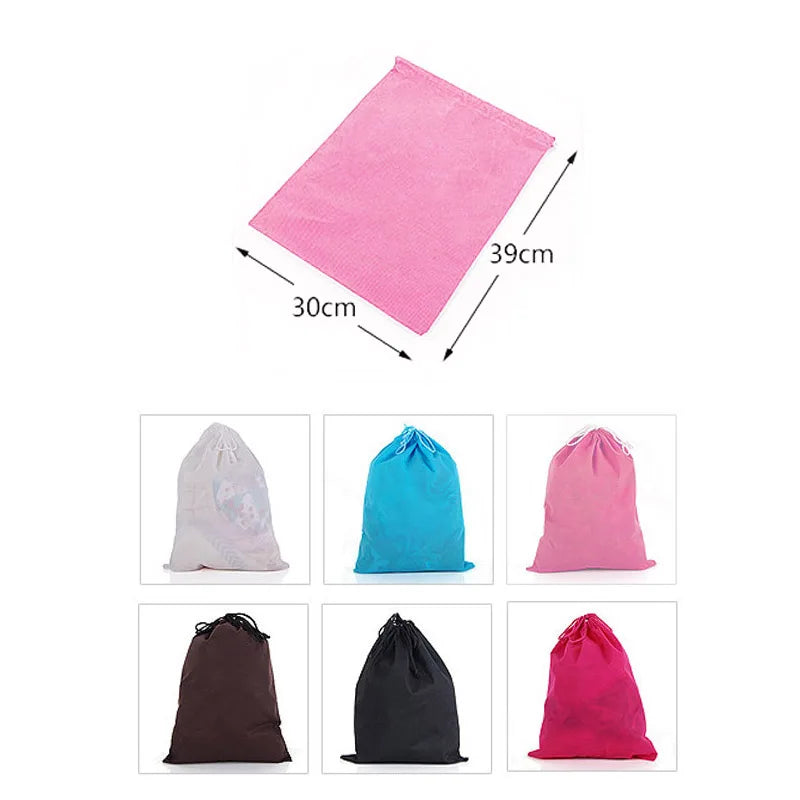 Waterproof Reusable Non-woven Portable Tote Drawstring Storage Bag Laundry Shoe Underwear Organizer Pouch Folding Shopping Bag