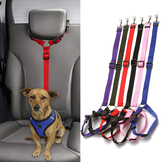 Pet Dog Cat Car Seat Belt Adjustable Harness Seatbelt Lead Leash for Small Medium Dogs Travel Clip Pet Supplies 13 Colors