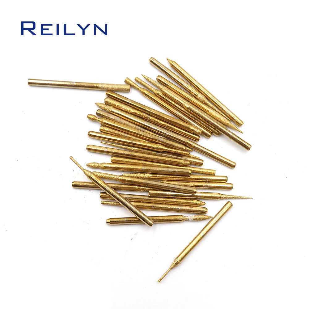 30pc Abrasive Bits Titanium-plated Diamond Grinding point 120# 3x3mm Stone Peeling jade grinding Nails polishing bits Manicure