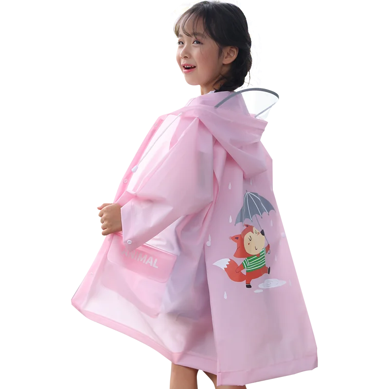 Cute Kids Raincoat Wateproof Children s Rain Poncho Rain Coat Jacket with Backpack Position