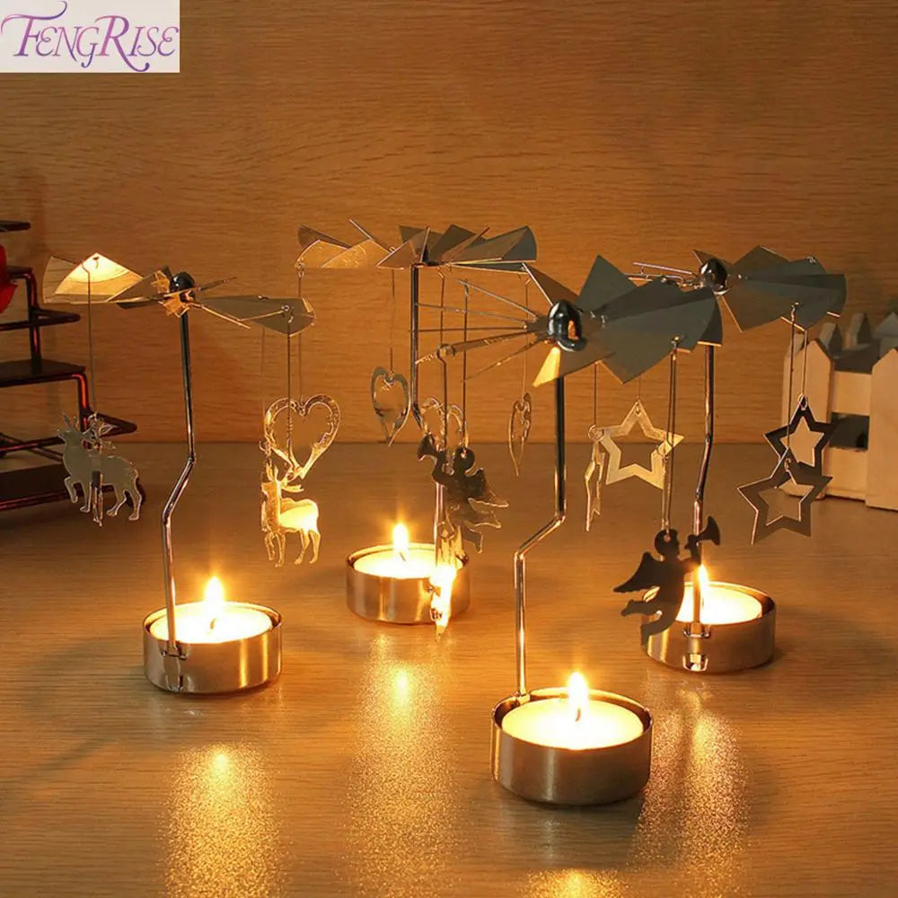 Christmas Elk Angel Metal Candlestick Merry Christmas Decoration For Home Rotating Cristmas Ornament 2023 Xmas Navidad Gifts