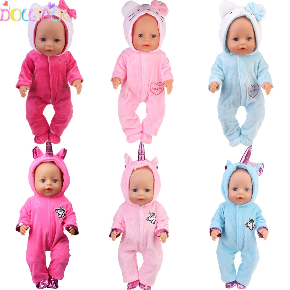 Cute Animal Doll Clothes Rompers Suit Outfit For American 18 Inch Girl&43cm New Baby Born Doll Our Generation Dolls Garment Toy