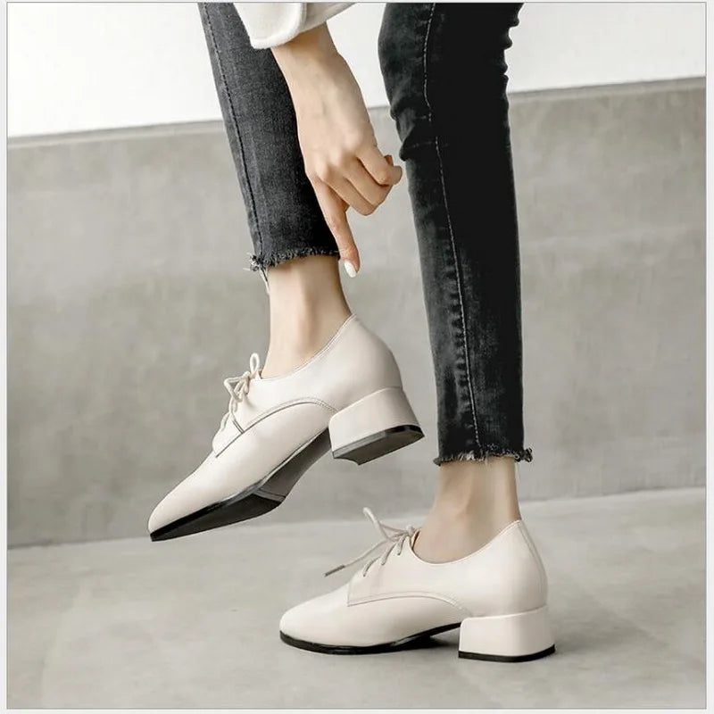 Women's Shoes: Spring Women Dress Shoes Oxford Shoes Formal Work Footwear Black Flats Retro Fashion Single Shoes Microfiber Women Shoes Loafer