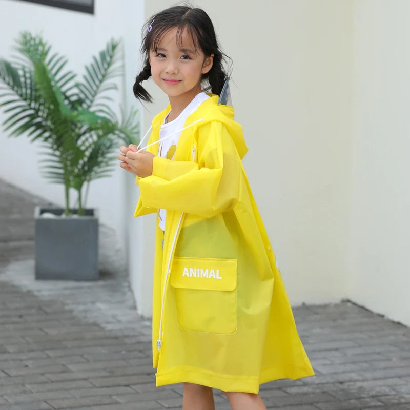 Cute Kids Raincoat Wateproof Children s Rain Poncho Rain Coat Jacket with Backpack Position