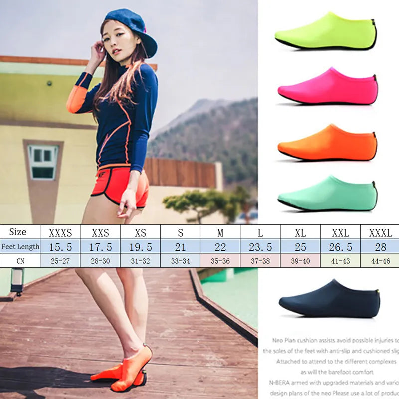 USHINE Water Swimming Shoes Solid Color Summer Beach Shoes Aqua Socks Seaside Sneaker Slippers Man Woman Children