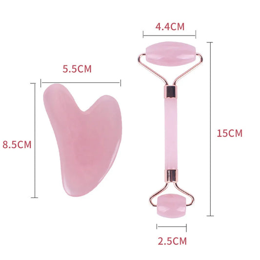 Rose Plastic Guasha Set Facial Roller Stone Board Massager Face Slimming Body Relax Massager Acupuncture Scraper Plate Plastic