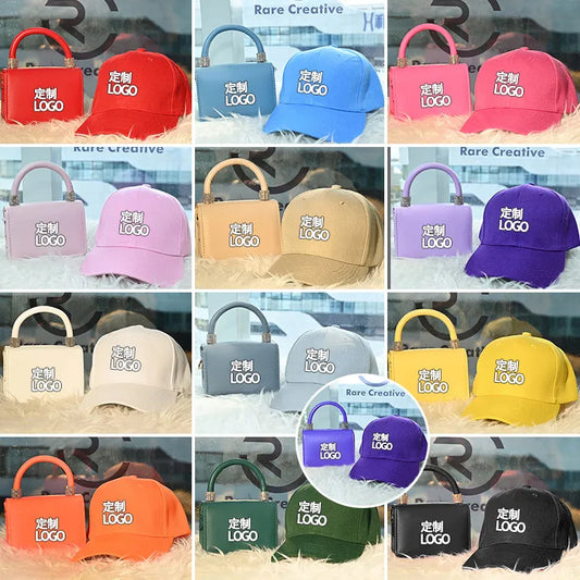 Mini Handbag & Hat Set: Designer Women Chain Shoulder Bag Colorful Diamond Purses Ny Hat and Purses Set Ladies Handbags