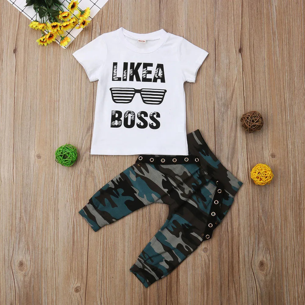 Quincy Clothing Set: 0-3Y Newborn Infant Toddler Baby Boy Clothes Set Kids Boys Cute Short Sleeve T-Shirt Top+Pants Outfits Clothing Set