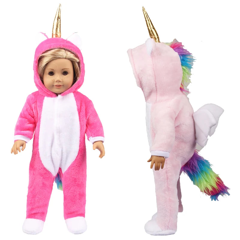 Cute Animal Doll Clothes Rompers Suit Outfit For American 18 Inch Girl&43cm New Baby Born Doll Our Generation Dolls Garment Toy