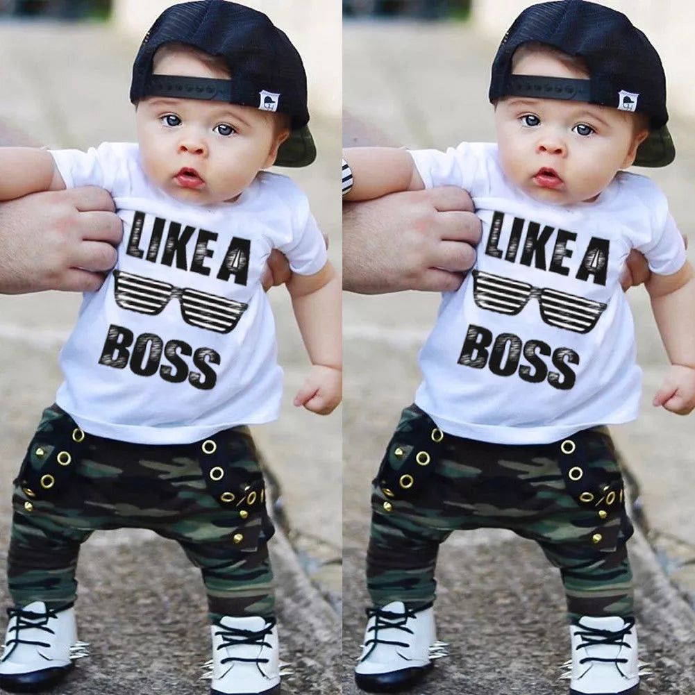 Quincy Clothing Set: 0-3Y Newborn Infant Toddler Baby Boy Clothes Set Kids Boys Cute Short Sleeve T-Shirt Top+Pants Outfits Clothing Set