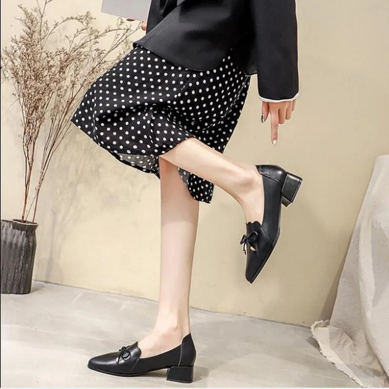 Women's Shoes: Spring Women Dress Shoes Oxford Shoes Formal Work Footwear Black Flats Retro Fashion Single Shoes Microfiber Women Shoes Loafer