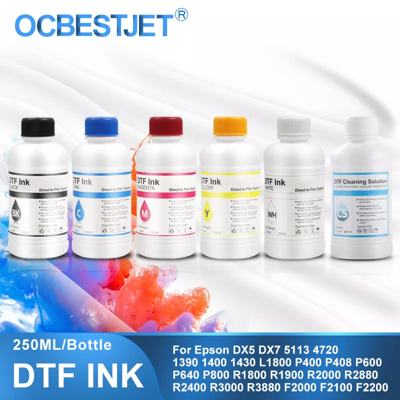 250ML/Set DTF Ink Direct to Transfer Film Ink For DTF PET Film Printing For Epson DX5 DX7 5113 4720 I3200 1390 1430 F2000 F2100